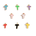 DIY cartoon letter T alloy pendants in eight vibrant enamel colors for jewelry making - Letter T / Black