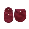 Close-up of burgundy velvet jewelry pouches showing open snap and closed exterior - Plum Red