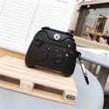 Matte black game controller silicone case for AirPods with metal carabiner clip - Black Handle + Carabiner / AirPods 1/2 Gen