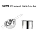 600ML stainless steel chocolate melting pot set with 16CM outer pan and handle - 600ml Pot+16cm Outer Pot / Silver Jewelry Set