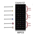 Lot de 60 piercings de nez en acier inoxydable CZ colorés tailles 1,5mm 2mm 2,5mm - Style Droit Mixte 1.5/2.0/2.5mm (60 Pièces) / Coloré