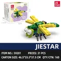 Green and yellow dragonfly insect building blocks set with 31 mini pieces for kids - Dragonfly
