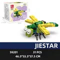 Green and yellow dragonfly insect building blocks set with 31 mini pieces for kids - Dragonfly