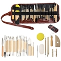 40-piece clay sculpting tool set with wood handles and a roll-up storage bag - Too4/clay Tool 31-piece Set [b]/pencil Bag