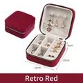 Retro red velvet square jewelry box with gold zipper and inner ring slots 10x10x5cm - Retro Red (Velvet) / Retro Copper