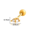 Golden marquise-shaped stainless steel screw-back earrings with sparkling double zircon - Gold White