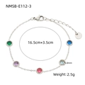 Bracciale in acciaio inossidabile argento con cinque cristalli rotondi multicolori chic - Argento Zirconia Multicolore