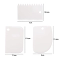 3-piece white plastic dough scraper set for cake baking with detailed size measurements - 3-Piece Small Scraper Set / White