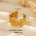 18k gold plated stainless steel open ring featuring a floral multi-flower design - Wide Spliced Flower (757)