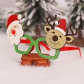 Occhiali natalizi festivi con Babbo Natale e renna su montatura verde glitterata - Stile Glitterato Babbo Natale & Cerviatto