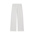 Detail of light gray wide-leg trousers featuring a high-waisted design and soft cotton texture - S / Light Grey Sweatpants