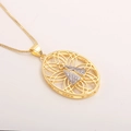 Collier Vierge Marie en plaqué or 18k évidé avec cristaux de zircone cubiques brillants - Vierge Marie Ovale Creuse (NB03-6)