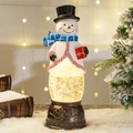 Festliche Schneemann Wasserlaterne mit wirbelnden Pailletten und Bronze-Sockel - Schneemann / Große Laterne