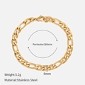 Golden Figaro chain bracelet in stainless steel with 6mm width and 180mm length - 6MM-18CM / Gold