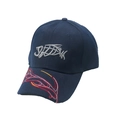 Berretto da baseball blu scuro con ricamo 3D argento e motivo a fiamma sulla visiera - Blu Notte / M (56-60cm)