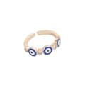 Verstelbare gouden Evil Eye ring met blauw emaille en ingelegde zirkonia steen - Koningsblauw