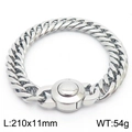 Silver stainless steel Cuban link bracelet, 11mm width and 210mm length for men - Model E Steel (KB169903-Z)