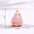 Mini pink resin Christmas tree figurine with colorful ornaments and yellow star topper - 10# Pink Star Christmas Tree