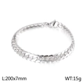 Polished silver stainless steel curb link bracelet 7mm width 200mm length for men and women - 7mm Steel Style (KB138282-Z)