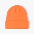 Classic bright orange ribbed knit beanie with cuffed edge and warm double layer - Fluorescent Orange