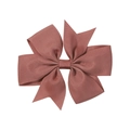 Handmade dusty pink grosgrain ribbon bow hair clip for girls with V-cut swallowtail ends - Pink