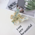 Blue beige marble butterfly hair claw clip with acetate finish for elegant hair styling - Emerald Blue Clay