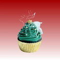 Transparent acrylic reindeer cake topper with Merry Christmas print and golden stars - Transparent Reindeer