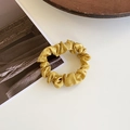 French vintage style scrunchie with metallic shiny gold finish and pleated texture - Small / Yellow