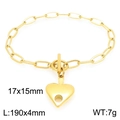 Pulsera dorada con colgante de corazón y cierre en T, de 190mm de largo y 7g - Pulsera (KB202930-Z) / Dorado
