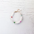 Handmade baroque pearl bracelet with colorful beads and gold accents on white background - Bracelet / Colorful Beaded Bracelet