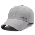 Gray quick-dry baseball cap with side metal SPORTS logo and reinforced brim - Adjustable / Light Gray