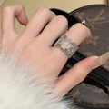 Vintage 925 silver ring with oval white gemstone and hollowed floral carving design - Silver French Chalcedony (JZ0926)