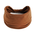 Soft elastic wide fabric headband in solid brown color for women's hair styling - Dark Brown