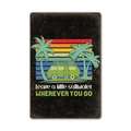 Retro metal beach sign with green van and palm trees, sunset design for home bar wall decor - 11540(21) / 20*30cm