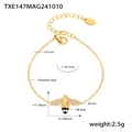 Detailed specs of gold bee titanium steel bracelet with cubic zirconia and measurements - Gold Bee Bracelet (TXE147)