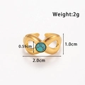 Verstellbarer goldener Edelstahlring mit Kronendesign und Türkis-Stein-Inlay - TR072-Unendlichkeitssymbol