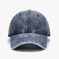 Classic dark blue washed denim baseball cap with a vintage distressed finish and adjustable fit - Adjustable / Washed Navy Blue (25A288)