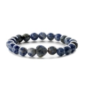 Natural blue marble stone beaded bracelet with a central heart-shaped stone charm - Sodalite Style