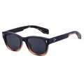 Polarized square sunglasses in black and amber gradient frame with star rivet details - Gradient Bean Flower Black Outer Gold Grey Lens