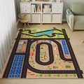 Kids city road traffic play mat for bedroom with car parking and school bus patterns - 60*90cm / Whimsical Town Road Rug