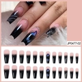 Faux ongles ballerine dégradé rose foncé avec motifs papillons bleus et paillettes - Cool Papillon Abstrait Ligne (JP0477-02)