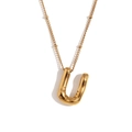 Polished 18K gold plated stainless steel necklace featuring a 3D balloon letter U pendant - Gold - Letter U