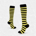 Elastic compression socks featuring vibrant yellow and black stripes with reinforced heels - S/M / Zebra Pattern C (Yellow Black Stripes)