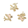 DIY gold-plated crescent moon and star alloy pendants with milky white glass inlays - White Moon 17x18mm