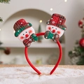 Christmas headband with double snowman icons and red plaid hats for holiday photography - Christmas Headband (Double Snowman)