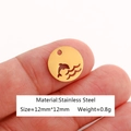 Golden stainless steel hollow dolphin and wave silhouette pendant charm 12mm - Dolphin Wave-DY1084-2