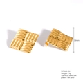 Square 18K gold plated stainless steel earrings with textured crosshatch pattern - E664-56(Plaid Square)