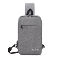 Zaino monospalla grigio resistente con porta USB e tracolla regolabile - Grigio