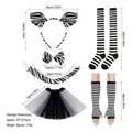 6-piece zebra costume set for kids including headband, tutu, socks and arm warmers - 6pcs Zebra Set (Sponge Ears + Sleeves + Socks + Skirt)