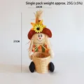 Halloween scarecrow pumpkin basket with sunflower details for tabletop decor 10x27cm - Brown Hat Flower Basket